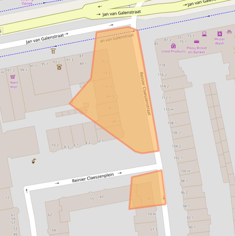 Kaart van postcodegebied 1056WH.