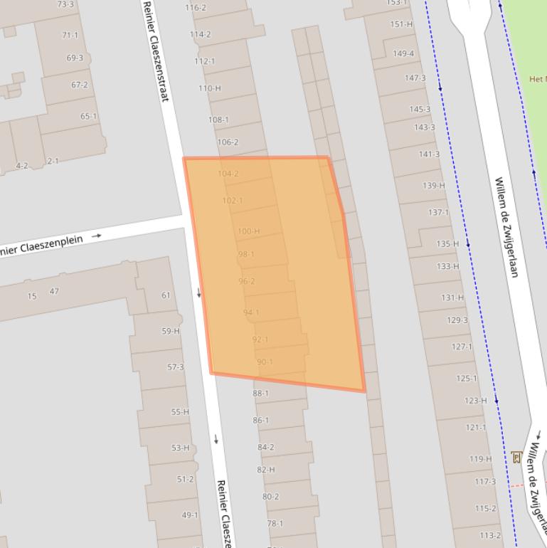 Kaart van postcodegebied 1056WS.