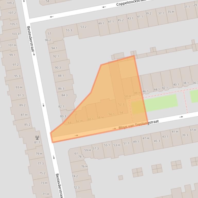 Kaart van postcodegebied 1056XD.