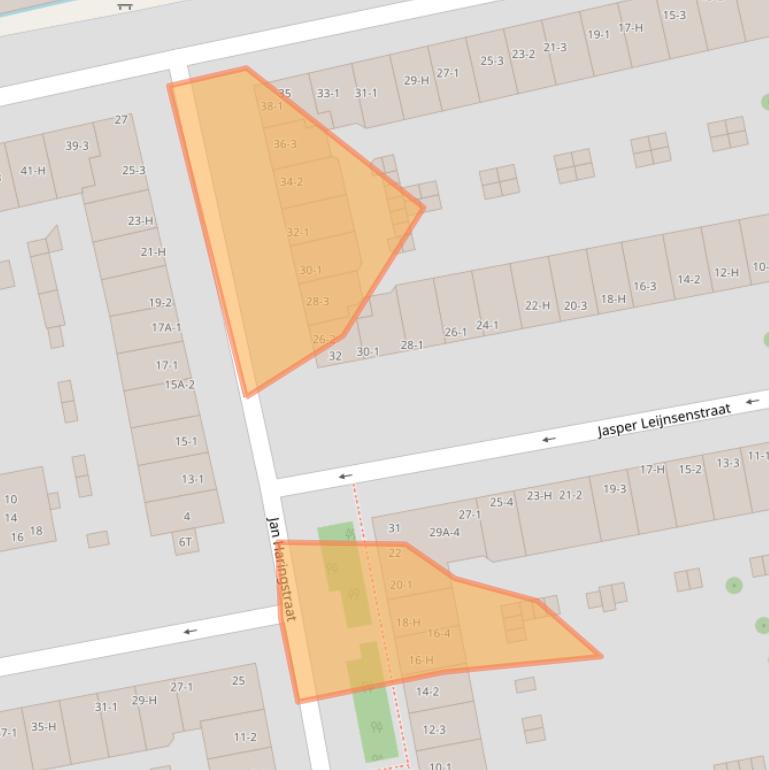 Kaart van postcodegebied 1056XJ.