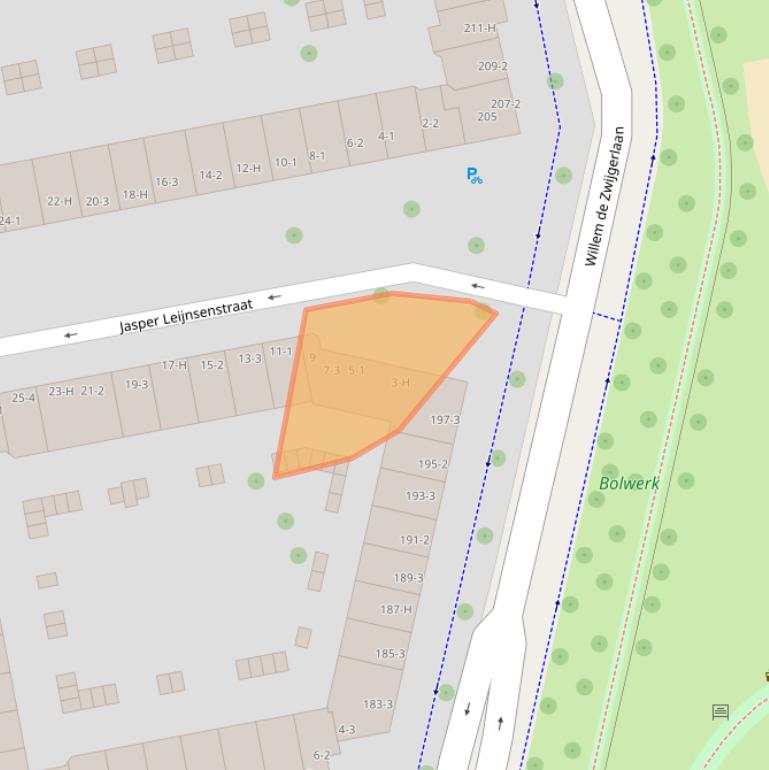 Kaart van postcodegebied 1056XT.