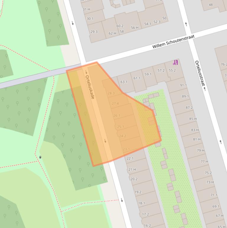 Kaart van postcodegebied 1057AD.