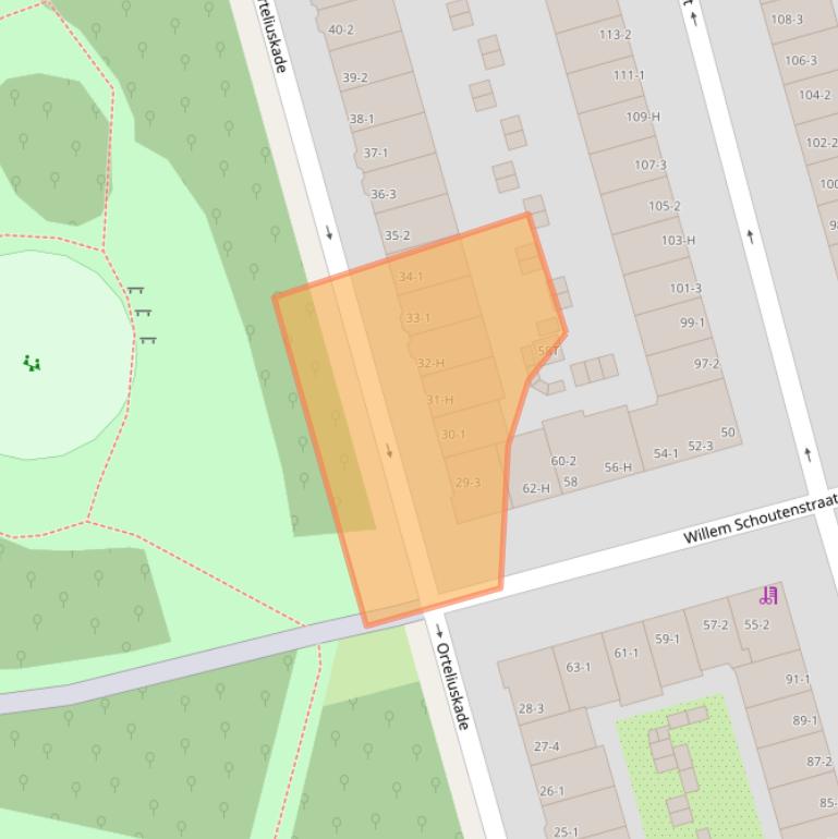 Kaart van postcodegebied 1057AE.