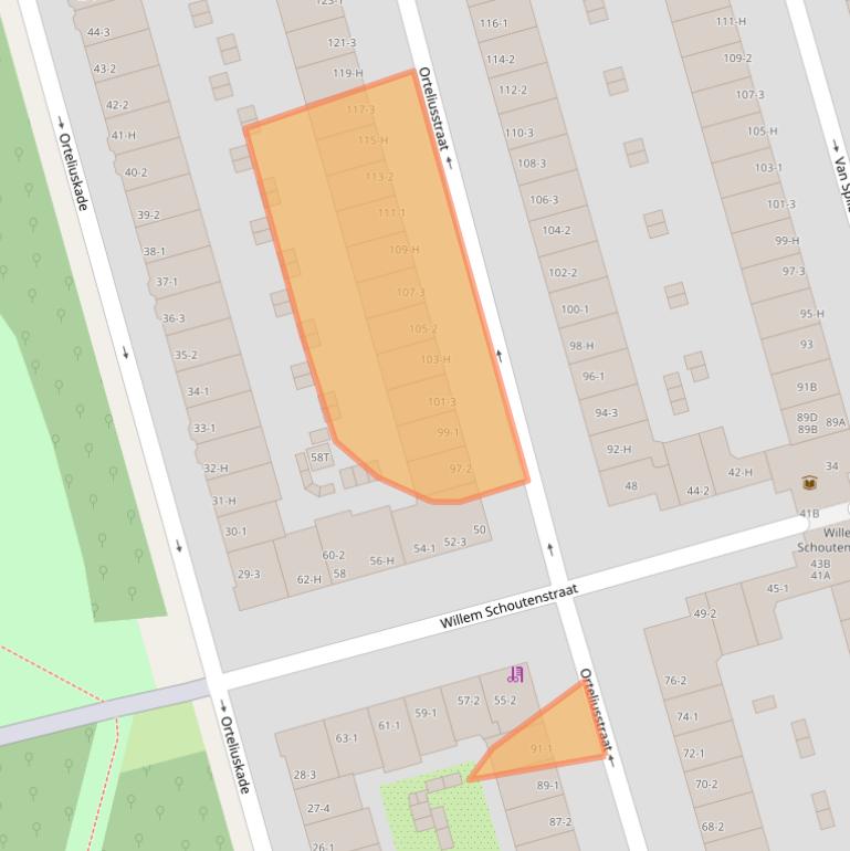Kaart van postcodegebied 1057AV.