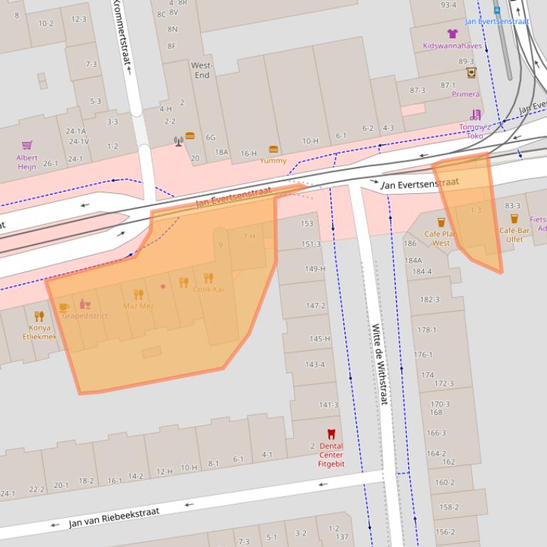Kaart van postcodegebied 1057BL.