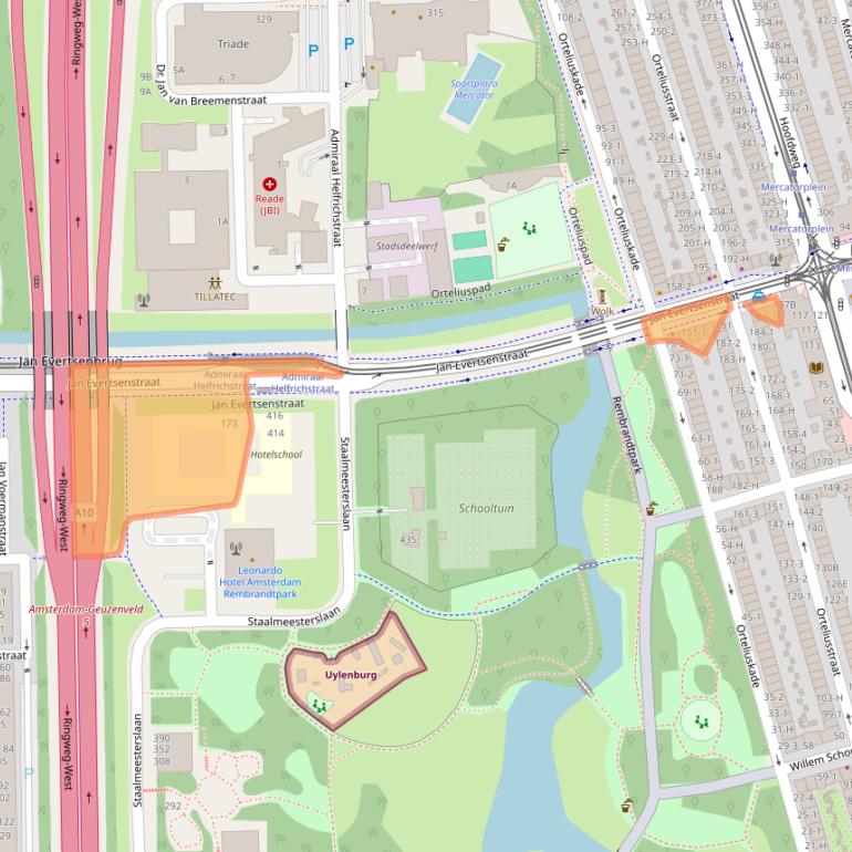 Kaart van postcodegebied 1057BW.