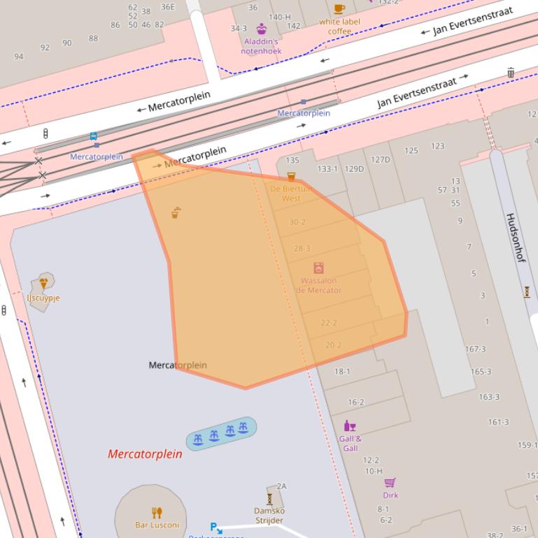 Kaart van postcodegebied 1057CC.