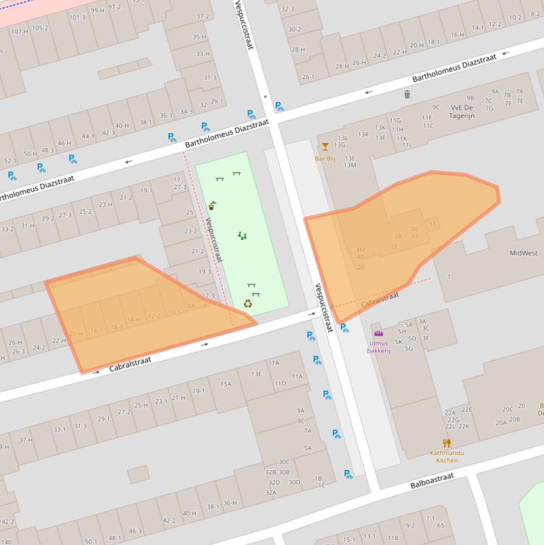 Kaart van postcodegebied 1057CG.