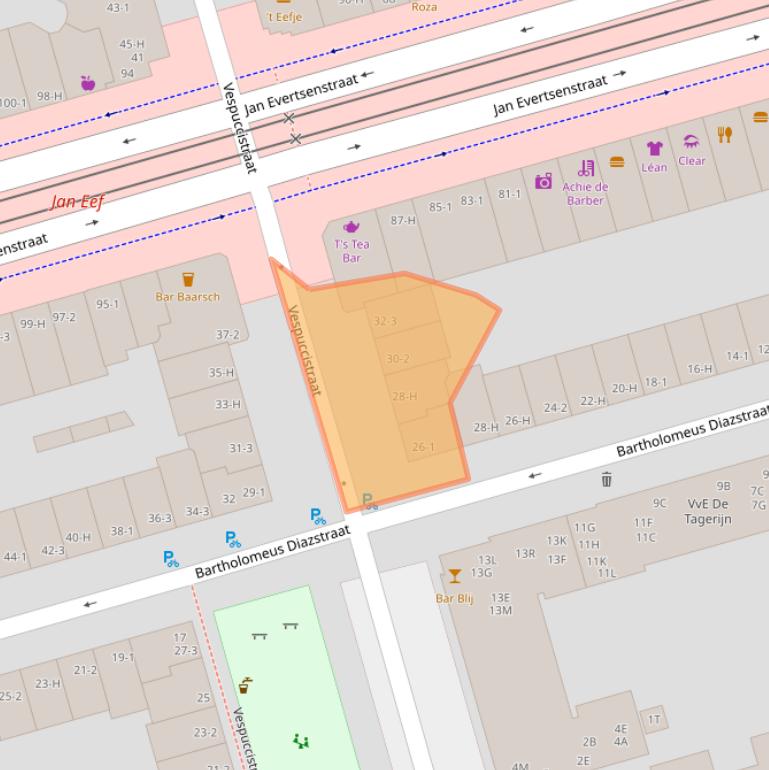 Kaart van postcodegebied 1057CM.