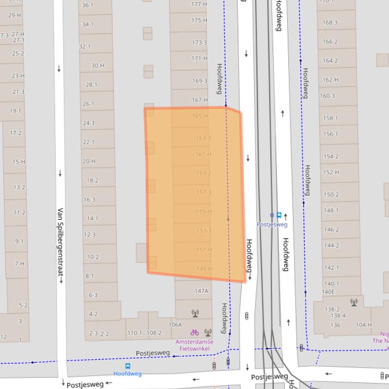 Kaart van postcodegebied 1057CP.