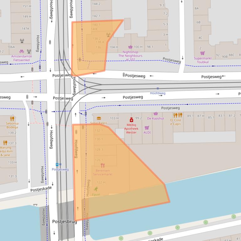Kaart van postcodegebied 1057DA.