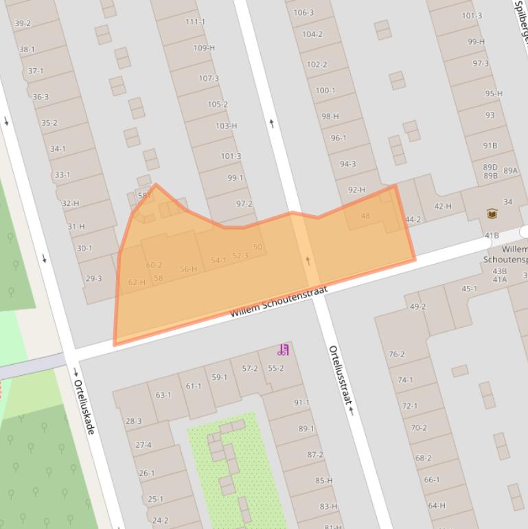 Kaart van postcodegebied 1057DP.