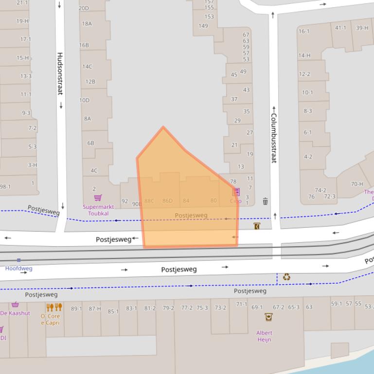 Kaart van postcodegebied 1057EE.