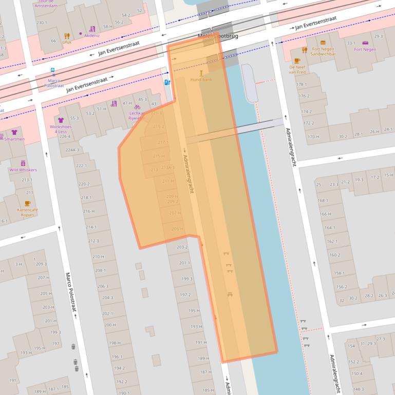 Kaart van postcodegebied 1057EW.