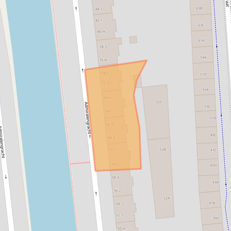 Kaart van postcodegebied 1057GB.