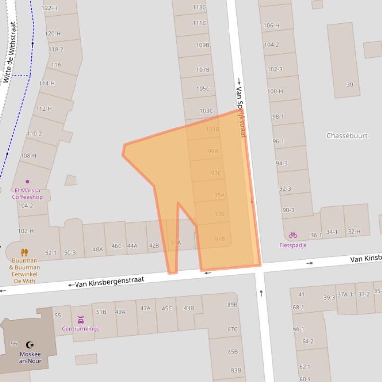 Kaart van postcodegebied 1057GR.