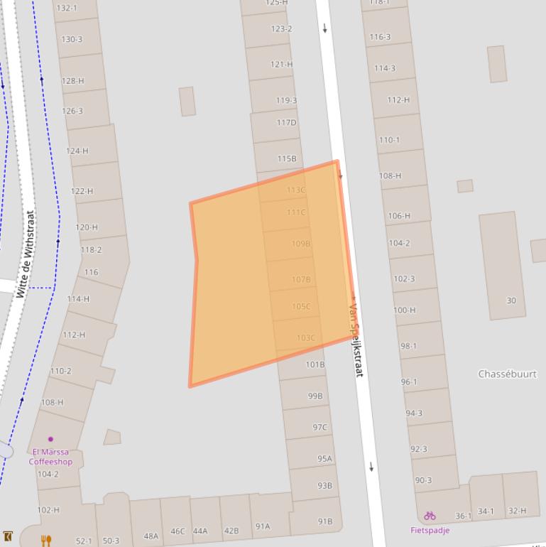 Kaart van postcodegebied 1057GS.