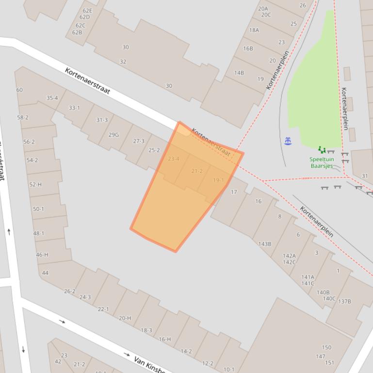 Kaart van postcodegebied 1057JL.