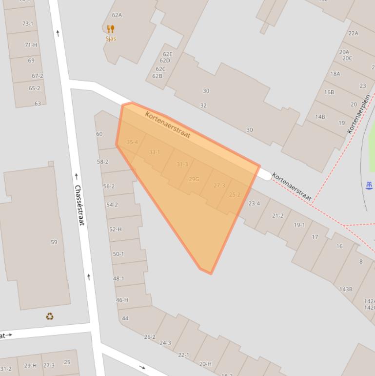 Kaart van postcodegebied 1057JM.