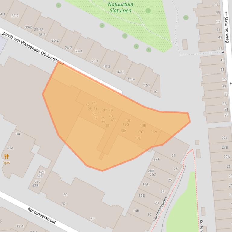 Kaart van postcodegebied 1057JP.