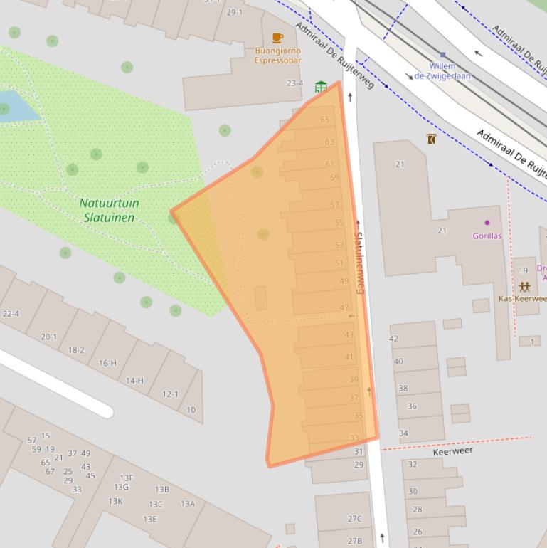 Kaart van postcodegebied 1057KB.