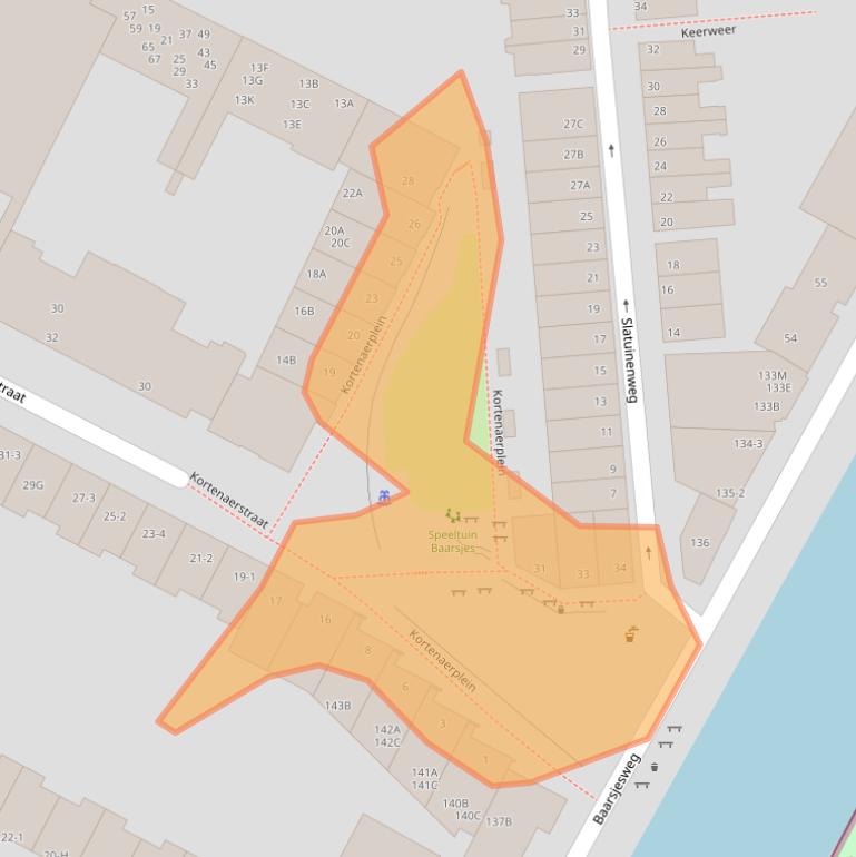 Kaart van postcodegebied 1057NE.