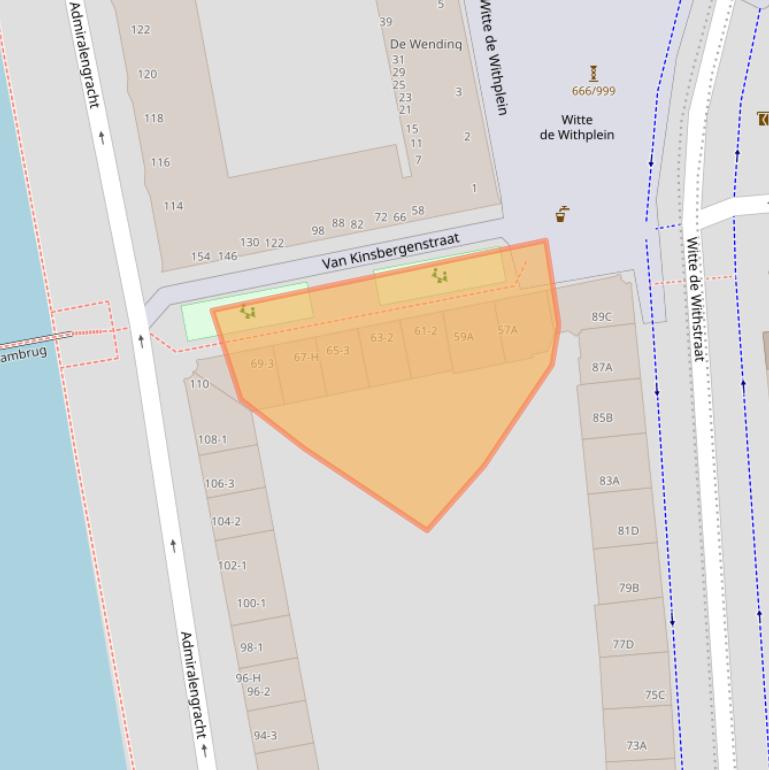 Kaart van postcodegebied 1057PN.