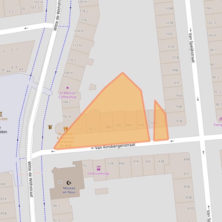 Kaart van postcodegebied 1057PS.