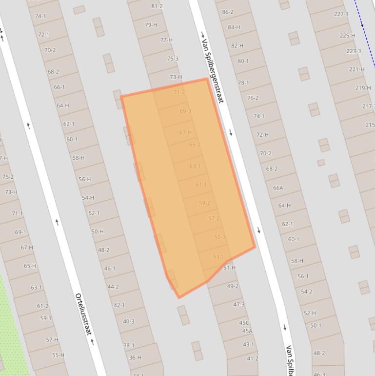 Kaart van postcodegebied 1057PZ.