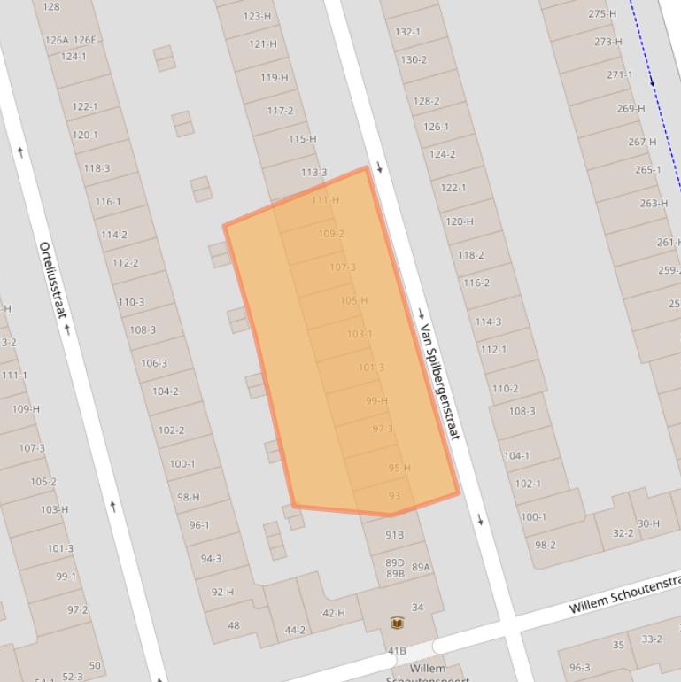 Kaart van postcodegebied 1057RB.