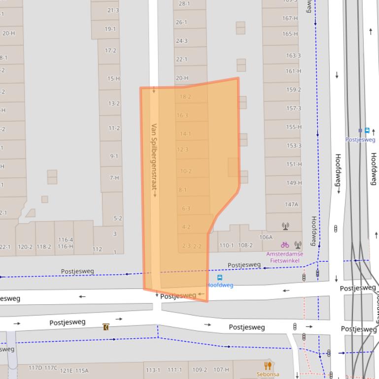 Kaart van postcodegebied 1057RG.