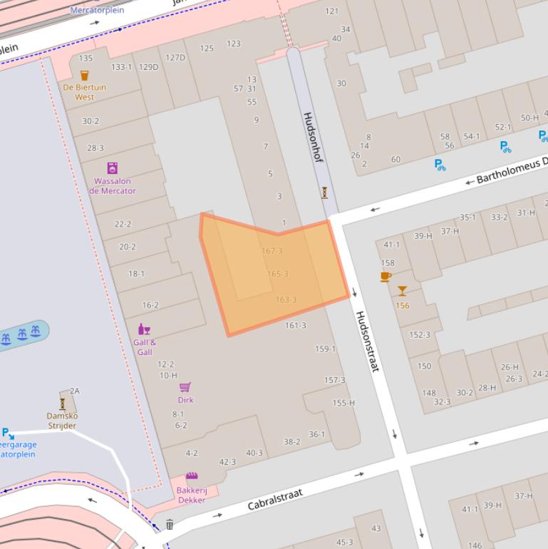 Kaart van postcodegebied 1057SH.