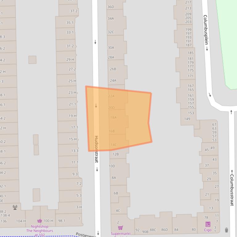 Kaart van postcodegebied 1057SK.