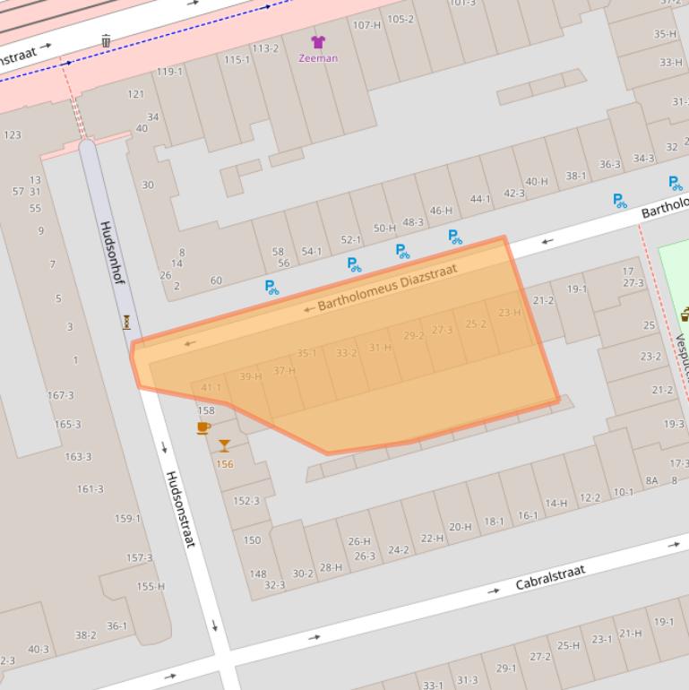 Kaart van postcodegebied 1057TA.