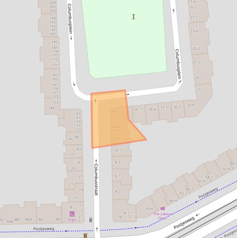 Kaart van postcodegebied 1057TR.