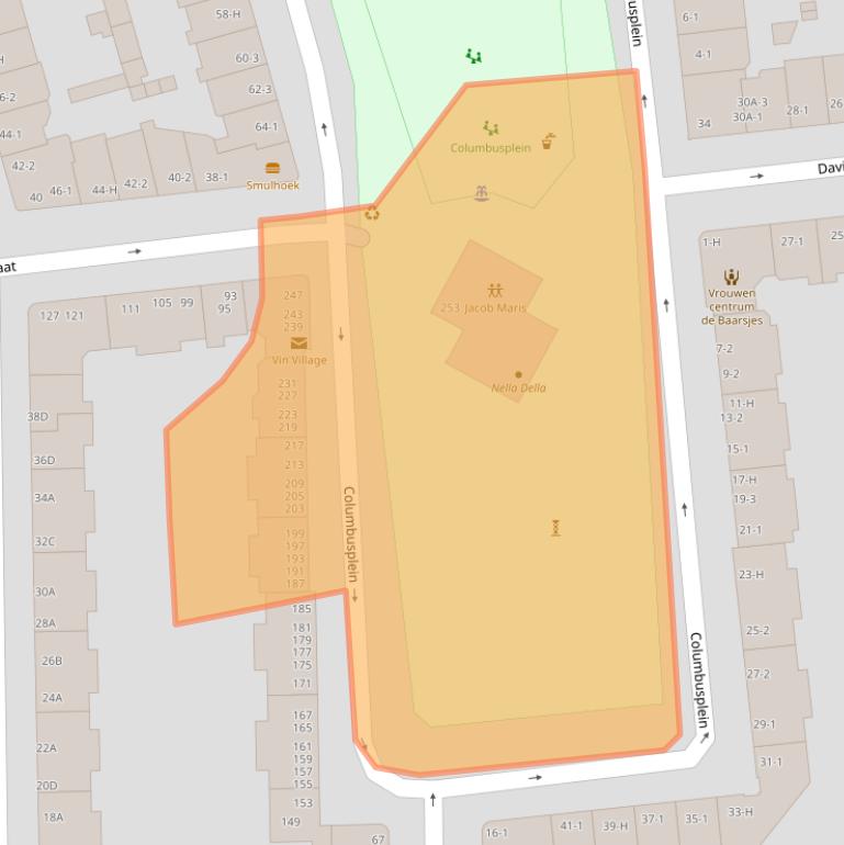 Kaart van postcodegebied 1057TX.