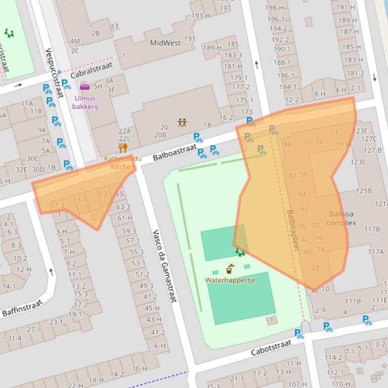 Kaart van postcodegebied 1057VS.