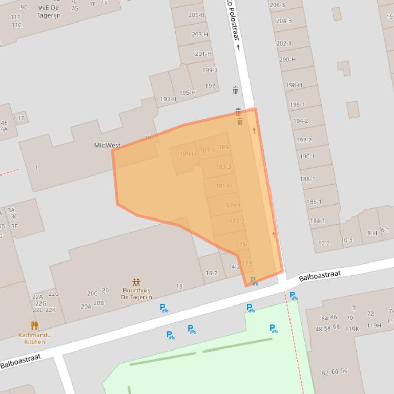 Kaart van postcodegebied 1057WJ.