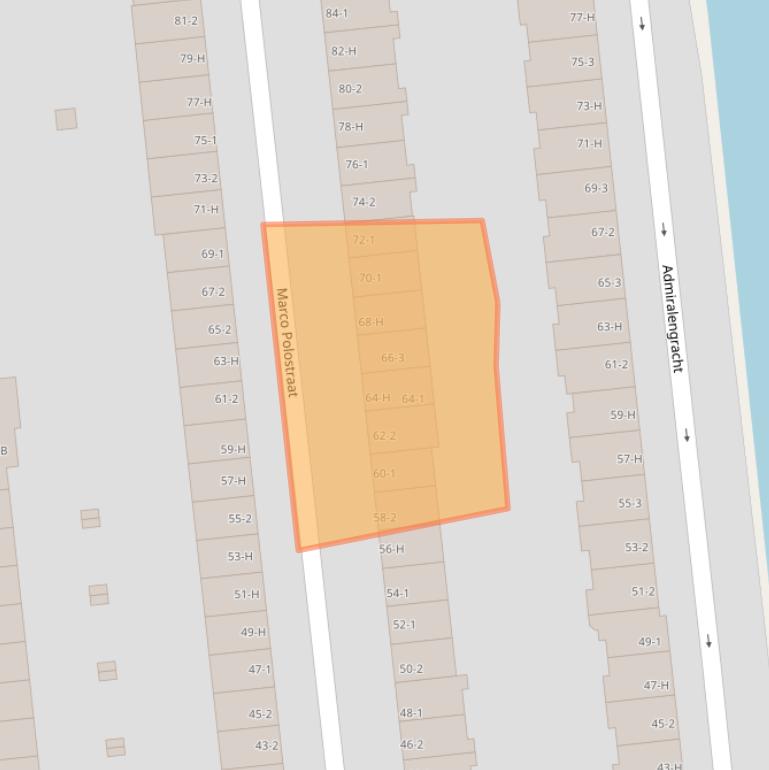 Kaart van postcodegebied 1057WS.