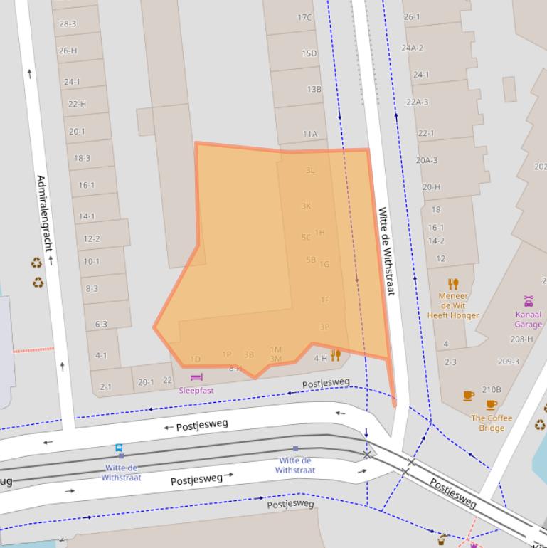 Kaart van postcodegebied 1057XD.