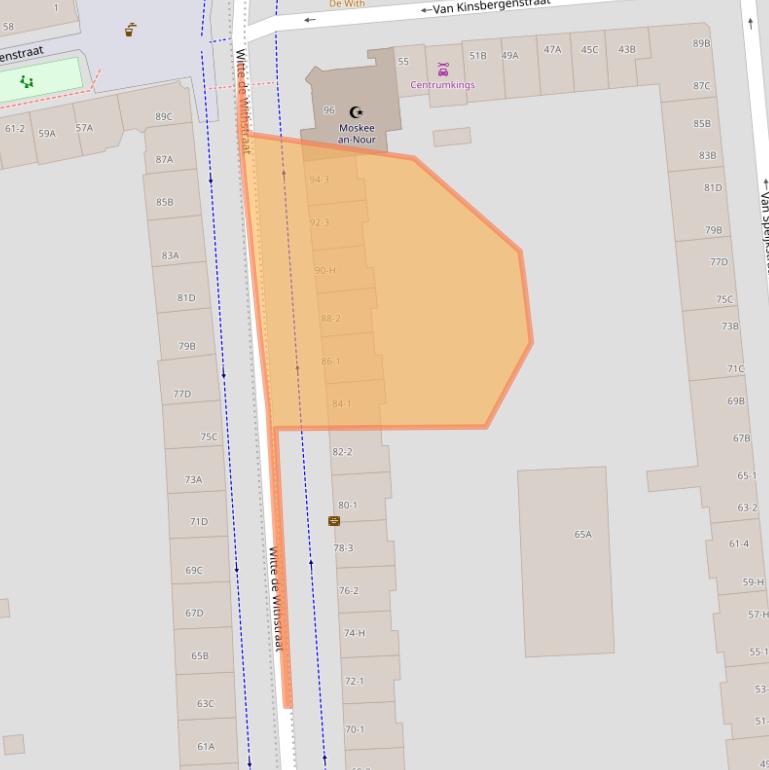 Kaart van postcodegebied 1057ZE.