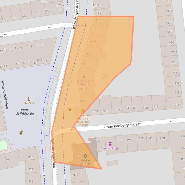Kaart van postcodegebied 1057ZG.