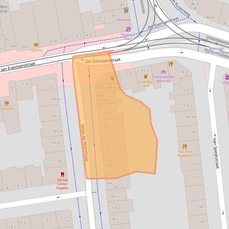 Kaart van postcodegebied 1057ZL.