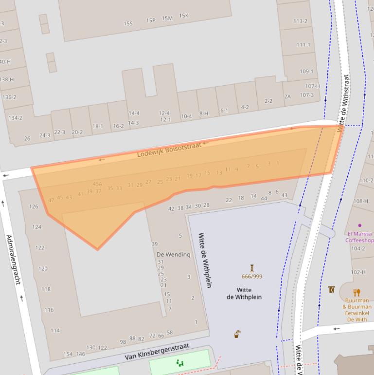 Kaart van postcodegebied 1057ZM.