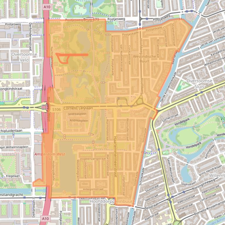Kaart van postcodegebied 1058.