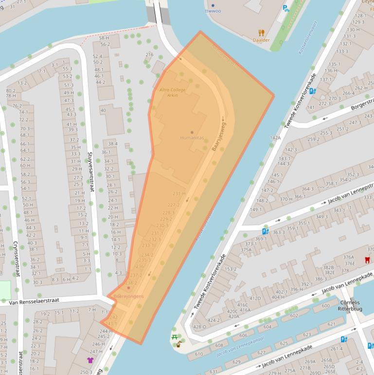 Kaart van postcodegebied 1058AA.