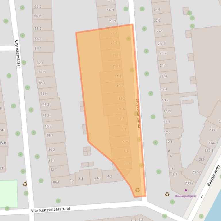 Kaart van postcodegebied 1058AJ.