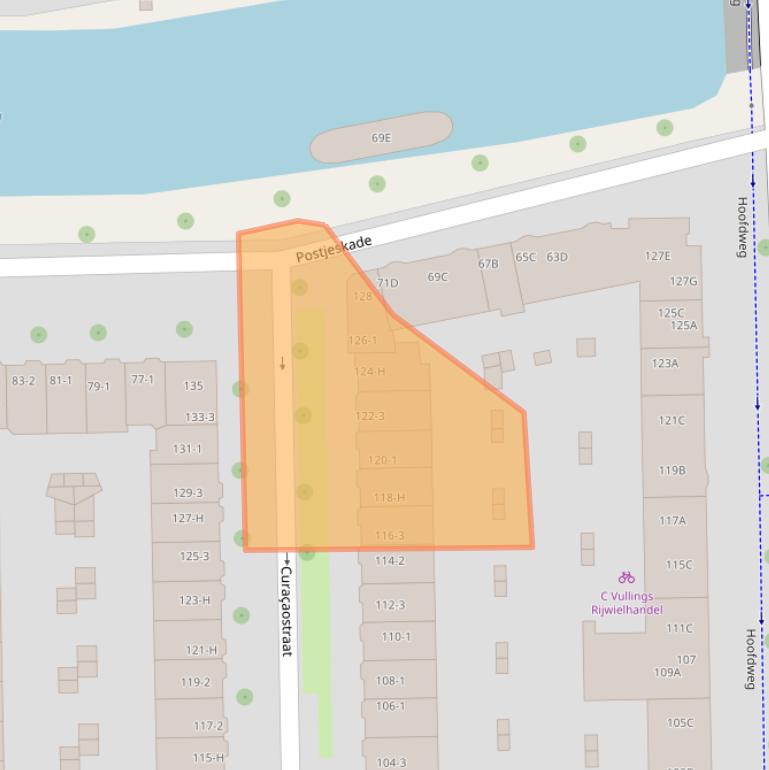 Kaart van postcodegebied 1058CD.