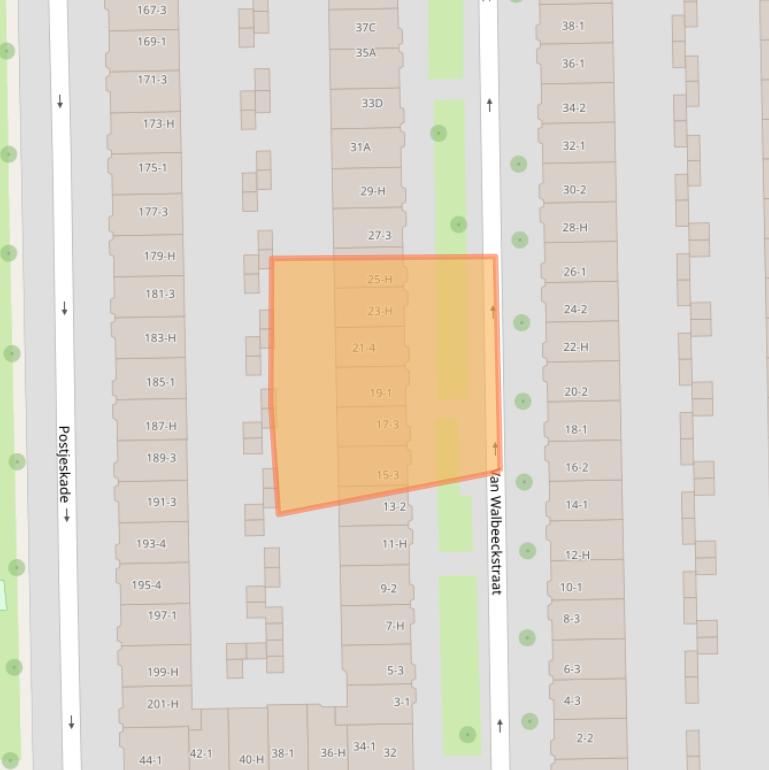 Kaart van postcodegebied 1058CG.