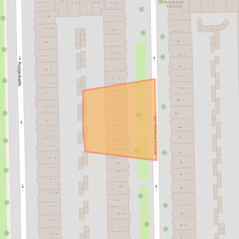 Kaart van postcodegebied 1058CJ.